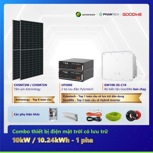 Combo Thiết Bị Điện Năng Lượng Mặt Trời 10Kw/10.24kWh-1pha