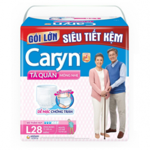 Tã Quần Người Lớn Mỏng Nhẹ Caryn Size L 28 Miếng 75-100cm