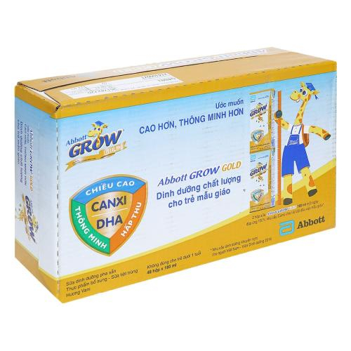 Thùng 48 hộp sữa dinh dưỡng pha sẵn Abbott Grow Gold hương vani 180ml